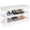 Costway Bamboo Shoe Rack Bench 3-Tier Storage Shelf Holder Home Entryway Hallway White